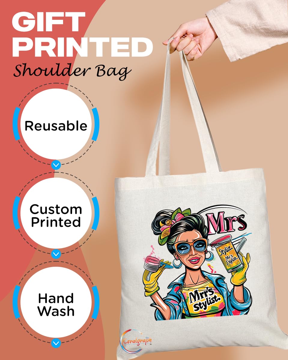 TB1802 Mrs Stylist Tote Bag - Great Gift for Nail Beauty Technicians, Salon Professionals, Fashion Enthusiasts - Durable, Stylish, Eco-Friendly, Reusable, Spacious, and Lightweight