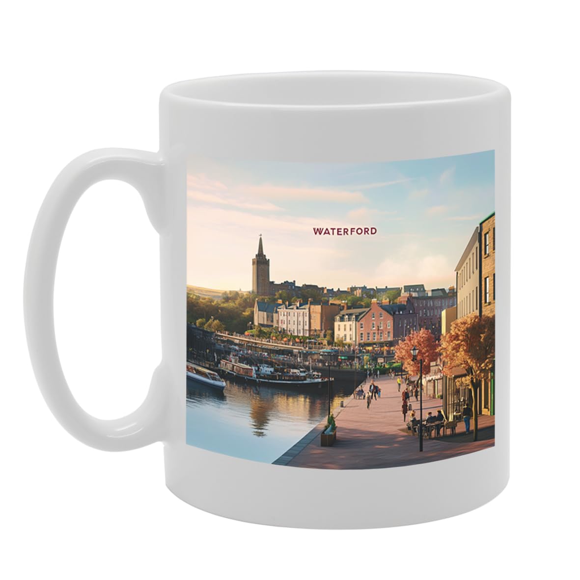 Printed Coffee Ceramic  Featuring Cities And Landmarks In United Kingdom (Waterford) - Funny Printed Coffee Mug - Great Gift Idea