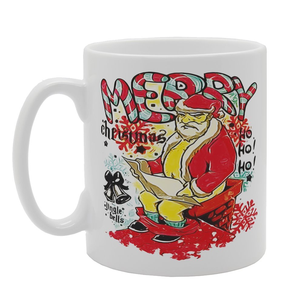 Merry Christmas Santa In Chimney Toilet   Printed Tea Coffee Ceramic  Mg2609 - Funny Printed Coffee Mug - Great Gift Idea