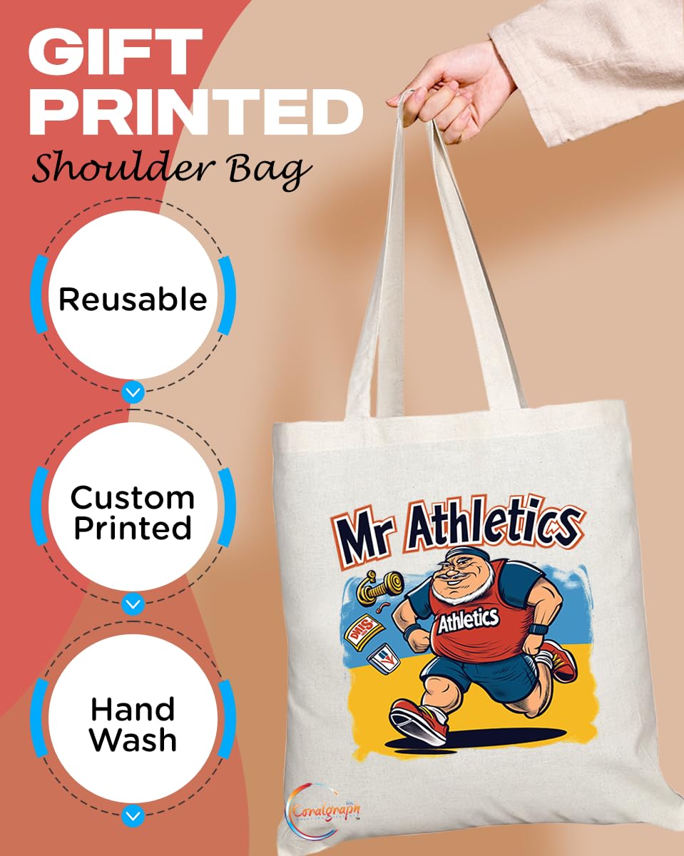 TB1828 Mr Athletics Tote Bag - Gift for Athletes, Sports Enthusiasts, Fitness Fans - Durable, Stylish, Eco-Friendly, Reusable, Spacious, and Lightweight