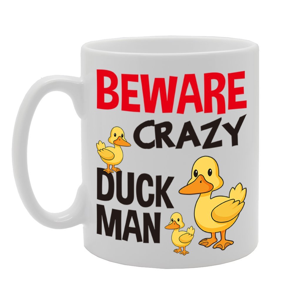 Beware Crazy Duck Man   Printed Tea Coffee Cermic  Mg4276 - Funny Printed Coffee Mug - Great Gift Idea