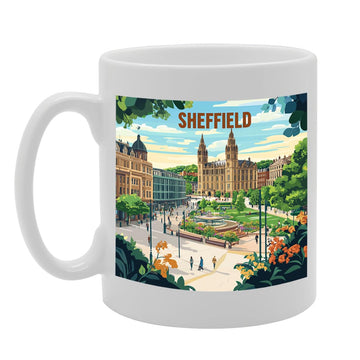 Printed Coffee Ceramic  Featuring Cities And Landmarks In United Kingdom (Sheffield) - Funny Printed Coffee Mug - Great Gift Idea
