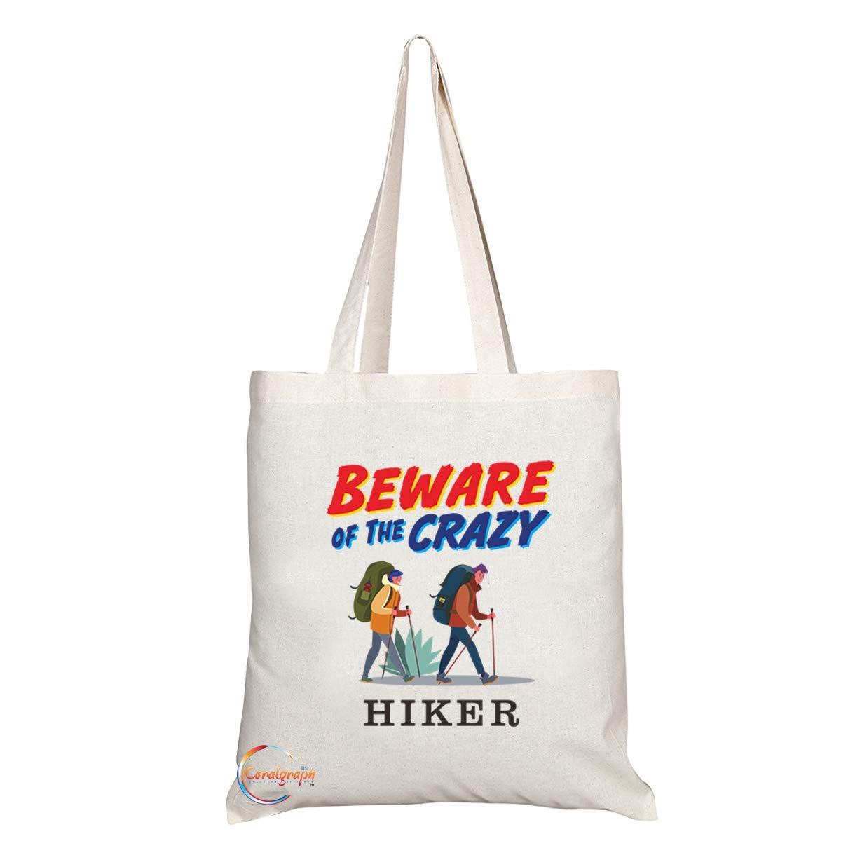 TB1054 Beware of the Crazy Hiker Novelty Present Gift Printed Eco-Friendly Stylish Long Handled Tote Shoulder Bag