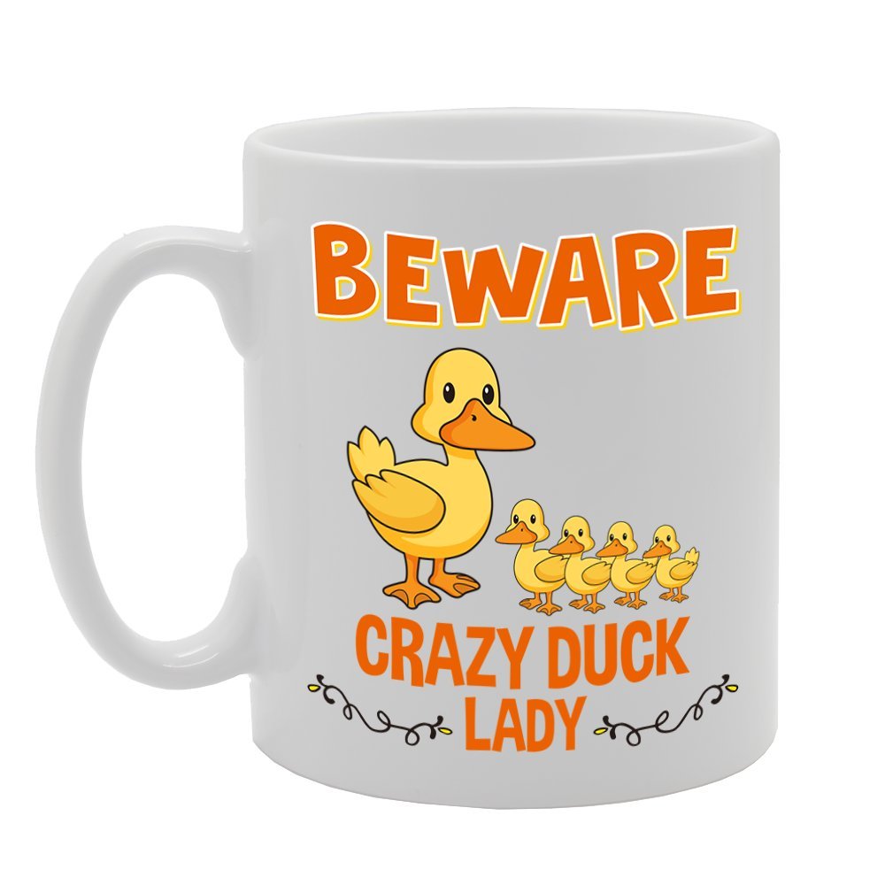 Beware Crazy Duck Lady   Printed Tea Coffee Cermic  Mg4275 - Funny Printed Coffee Mug - Great Gift Idea