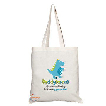 TB723 Daddysaurus Like A Normal Daddy But More Roar-Some Novelty Present Gift Printed Eco-Friendly Stylish Long Handled Tote Shoulder Bag