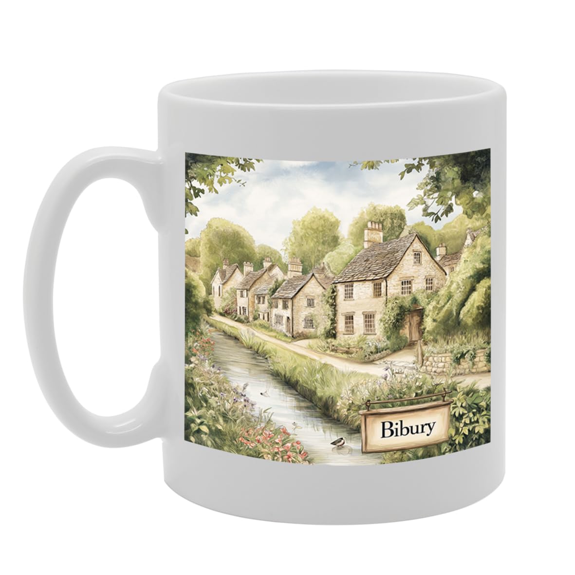 Printed Coffee Ceramic  Featuring Cities And Landmarks In United Kingdom (Bibury) - Funny Printed Coffee Mug - Great Gift Idea