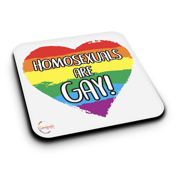 ER308 HOMOSEXUALS ARE GAY! Novelty Present Gift Printed MDF Wooden Coaster