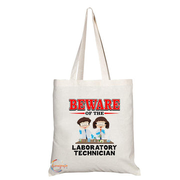 TB877 Beware of the Laboratory Technician Novelty Present Gift Printed Eco-Friendly Stylish Long Handled Tote Shoulder Bag