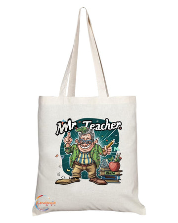 TB1813 Mr Teacher Tote Bag - Gift for Male Teachers, Educators, School Staff - Durable, Stylish, Eco-Friendly, Reusable, Spacious, and Lightweight