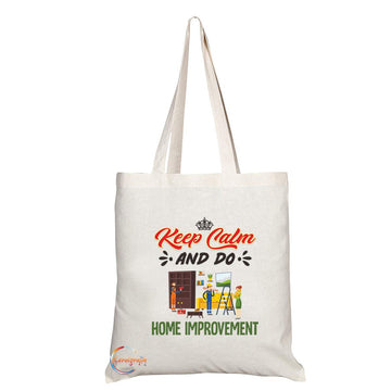 TB1059 Keep Calm and Do Home Improvement Novelty Present Gift Printed Eco-Friendly Stylish Long Handled Tote Shoulder Bag