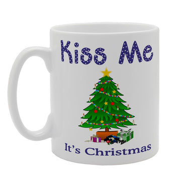 Kiss Me It'S Christmas   Printed Tea Coffee Ceramic  Mg2611 - Funny Printed Coffee Mug - Great Gift Idea