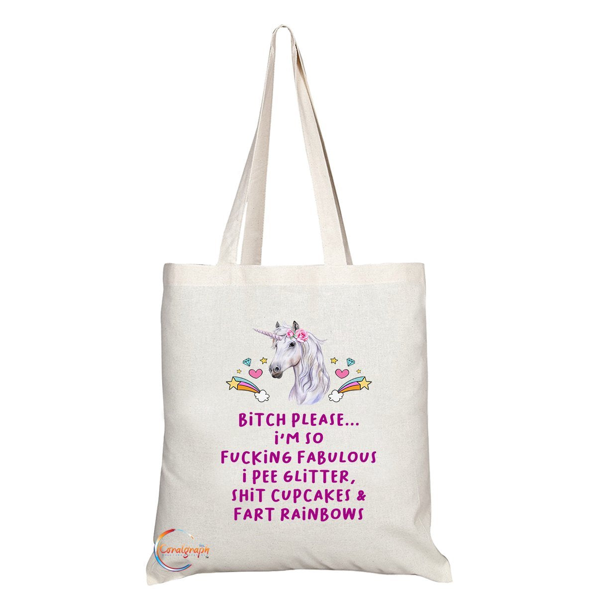 TB322 Bit*h Please I'm So F**king Fabulous Novelty Present Gift Printed Eco-Friendly Stylish Long Handled Tote Shoulder Bag