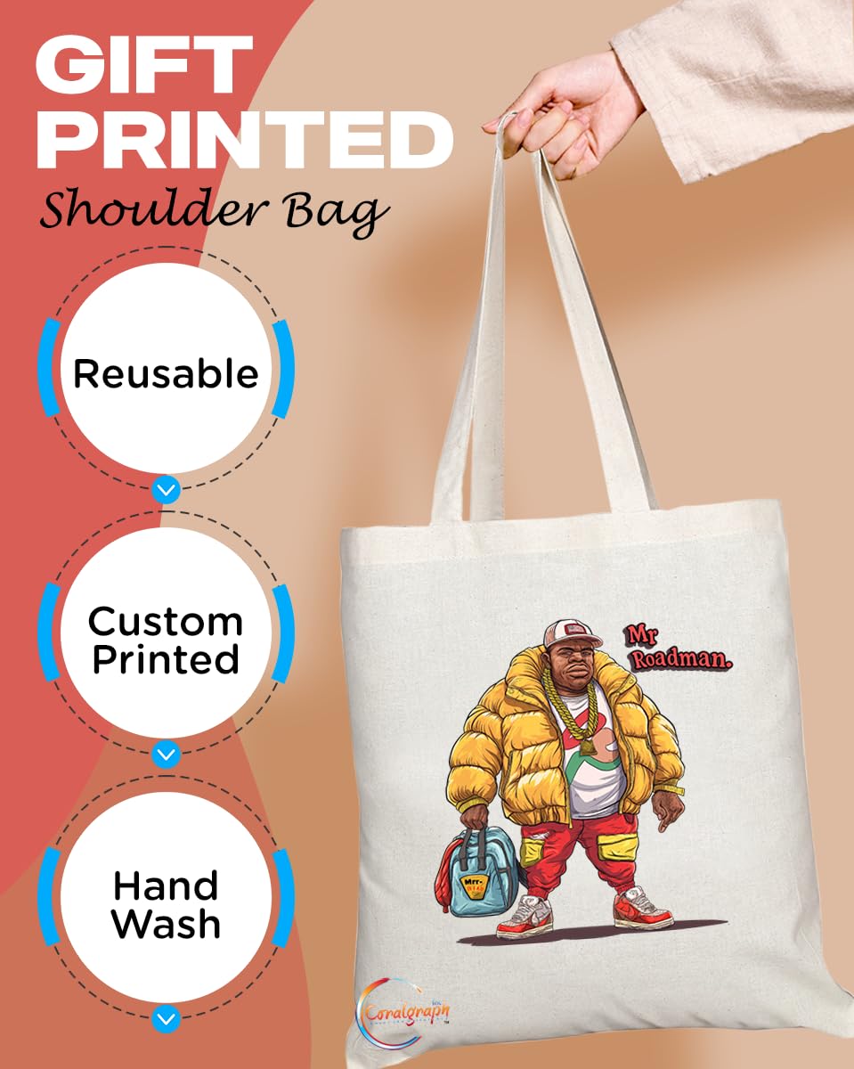 TB1796 Mr Roadman Tote Bag - Urban Style for Streetwise Youth, Trendsetters, and Street Enthusiasts - Durable, Stylish, Long Handled, Reusable