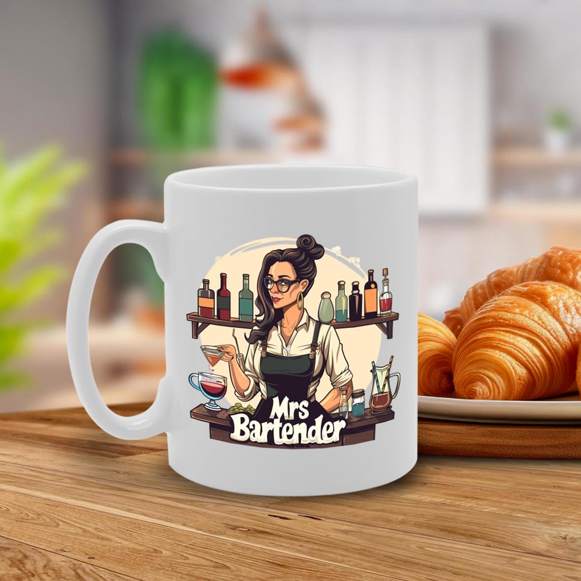 Mrs Bartender  - Ideal For Bartenders And Cocktail Enthusiasts, 11Oz Ceramic Coffee  For Mixologists And Bar Professionals Mg5968 - Funny Printed Coffee Mug - Great Gift Idea