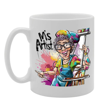 Ms Artist  - For Female Artists, Painters, Creative Minds, Durable Ceramic, Dishwasher Safe, Celebrates Artistic Creativity Mg6037 - Funny Printed Coffee Mug - Great Gift Idea