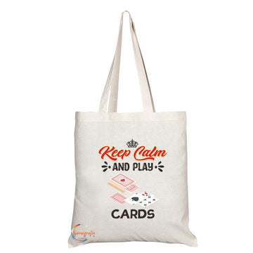 TB1074 Keep Calm and Play Cards Novelty Present Gift Printed Eco-Friendly Stylish Long Handled Tote Shoulder Bag