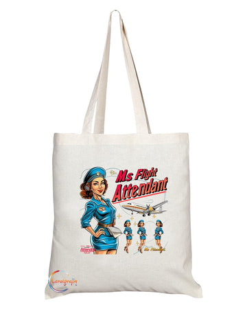 TB1992 Ms Flight Attendant Tote Bag - Ideal for Flight Attendants, Aviation Enthusiasts, and Travel Lovers - Tote Bag with Elegant Design