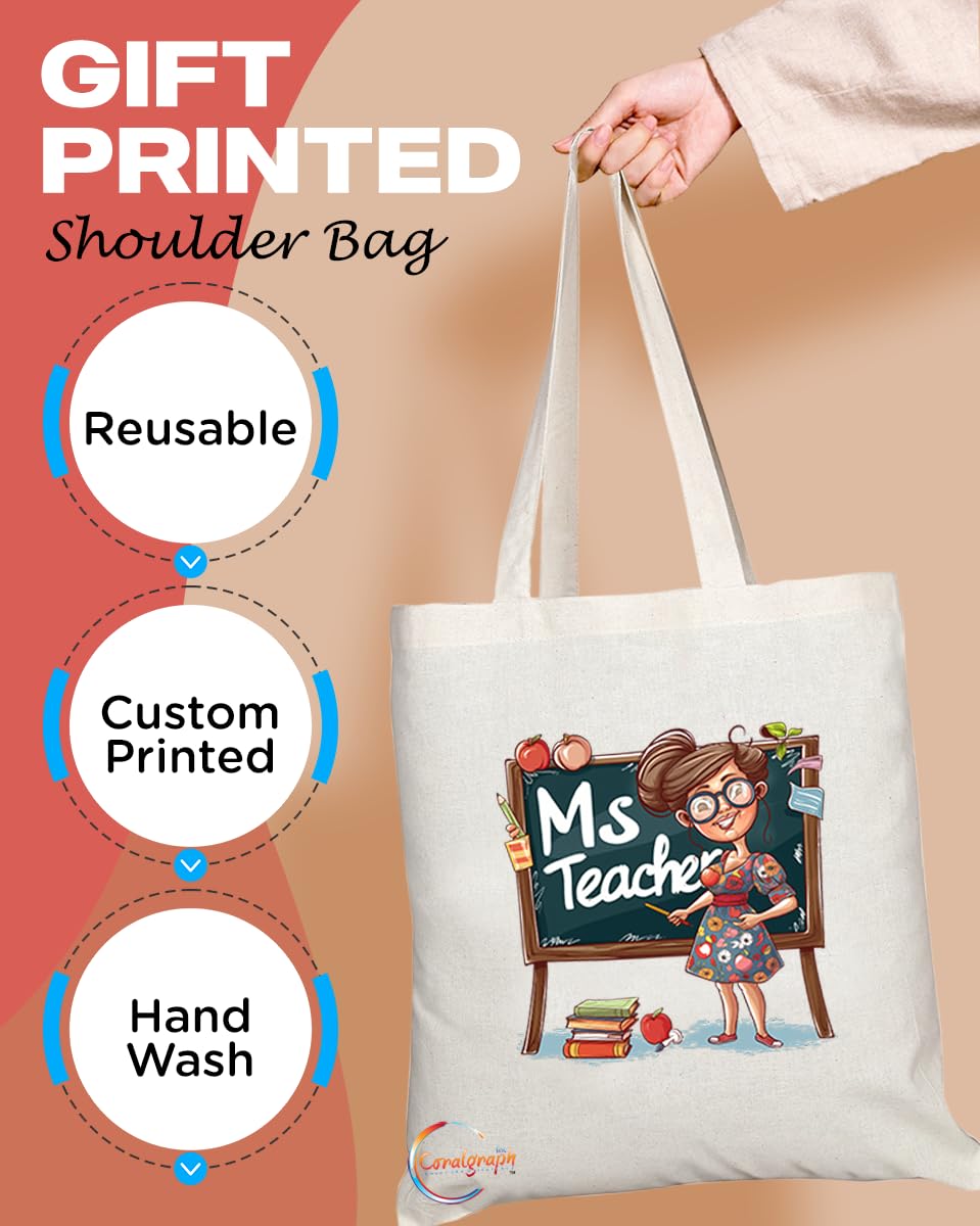 TB1989 Ms Teacher Tote Bag - Ideal for Educators, Teachers, and Mentors - Tote Bag with Inspirational Design