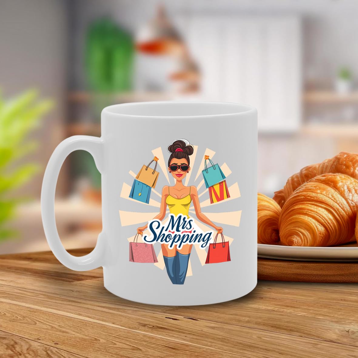 Ms Shopping  - Ideal For Shopaholics And Retail Enthusiasts, 11Oz Ceramic Coffee  For Fashion Lovers And Bargain Hunters Mg5984 - Funny Printed Coffee Mug - Great Gift Idea