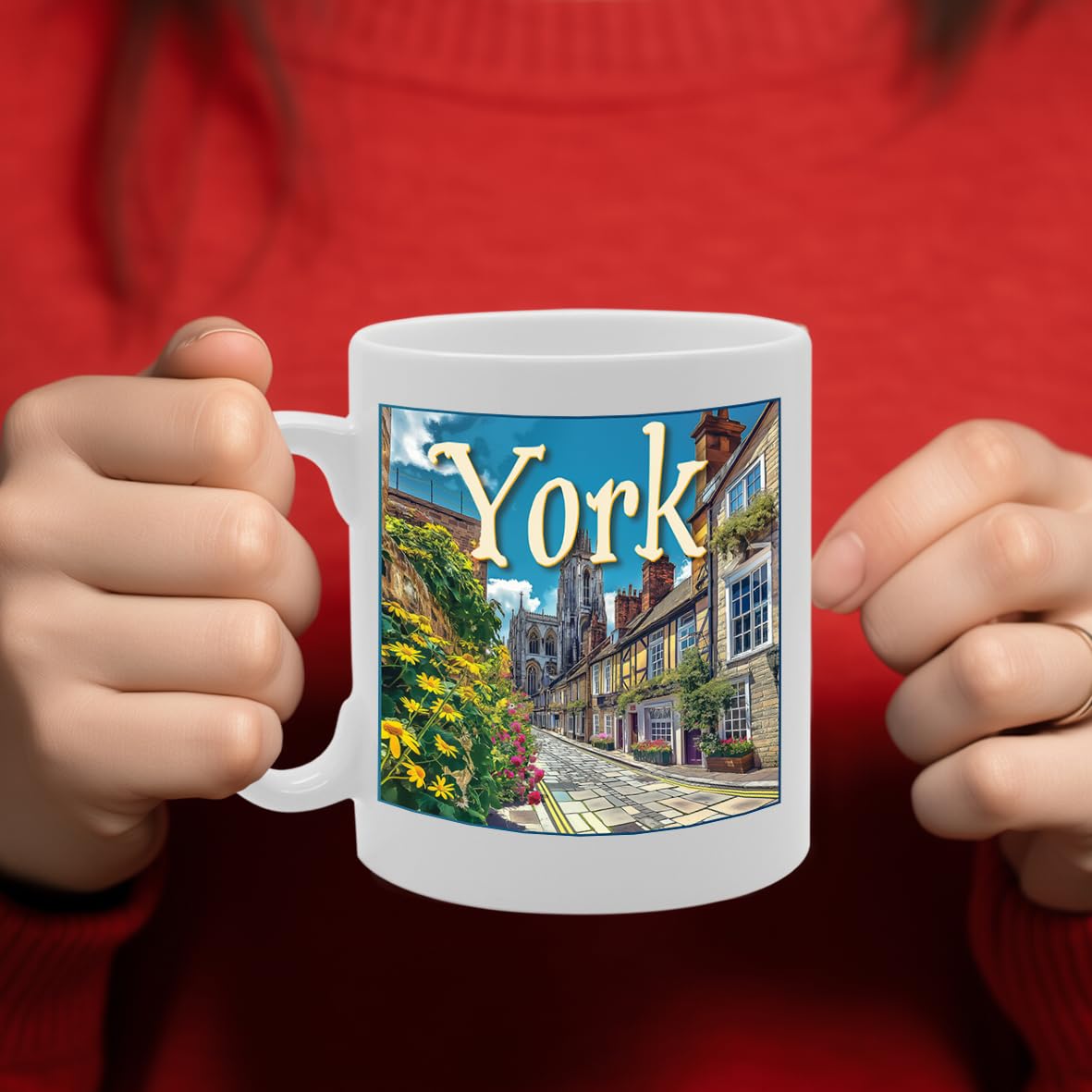 Printed Coffee Ceramic  Featuring Cities And Landmarks In United Kingdom (York) - Funny Printed Coffee Mug - Great Gift Idea