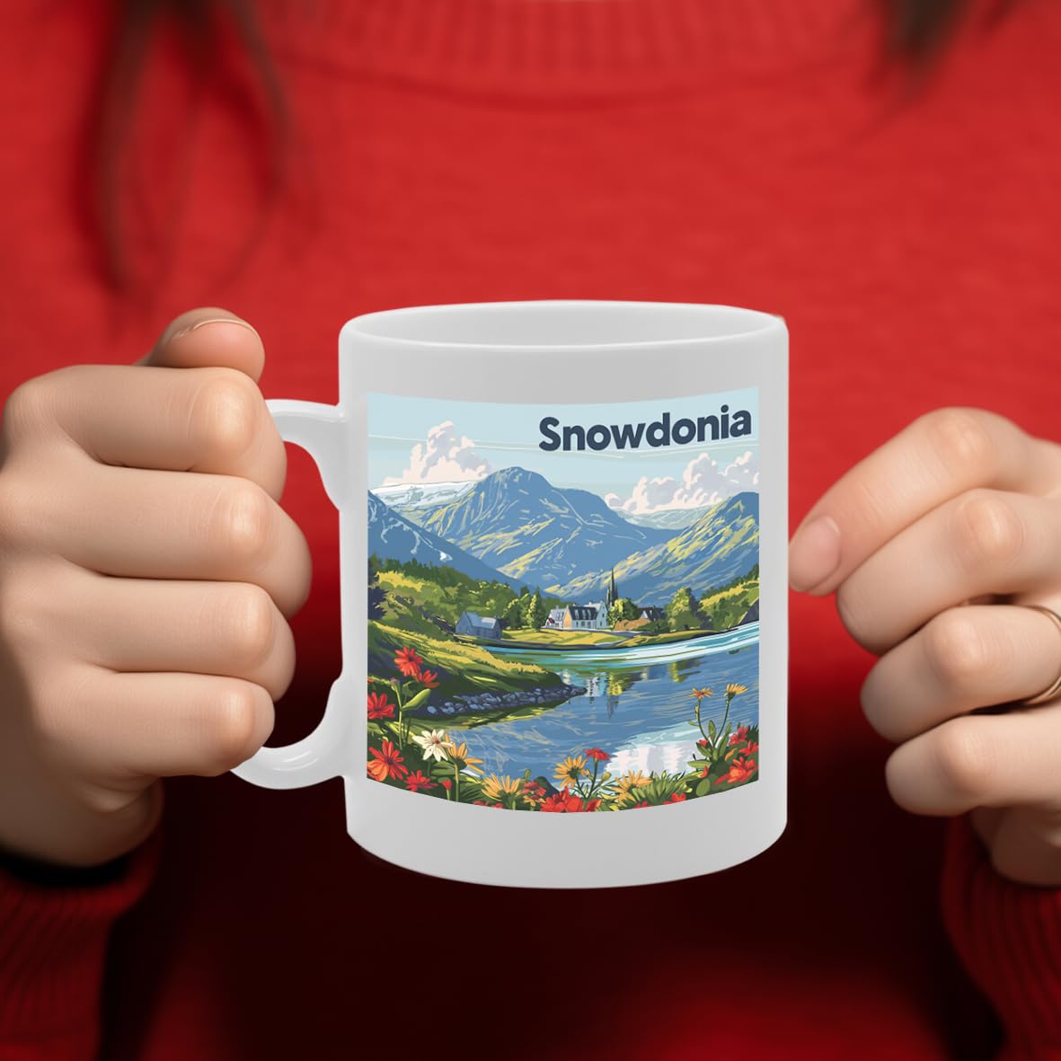 Printed Coffee Ceramic  Featuring Cities And Landmarks In United Kingdom (Snowdonia) - Funny Printed Coffee Mug - Great Gift Idea