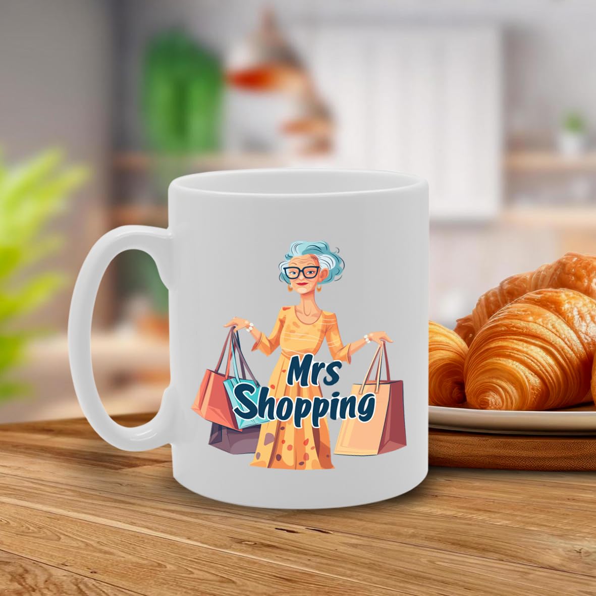 Mrs Shopping  - Ideal For Shopaholics And Retail Enthusiasts, 11Oz Ceramic Coffee  For Fashion Lovers And Bargain Hunters Mg5983 - Funny Printed Coffee Mug - Great Gift Idea