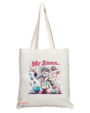 TB1811 Mr Science Tote Bag - Gift for Scientists, Science Teachers, Research Enthusiasts - Durable, Stylish, Eco-Friendly, Reusable, Spacious, and Lightweight