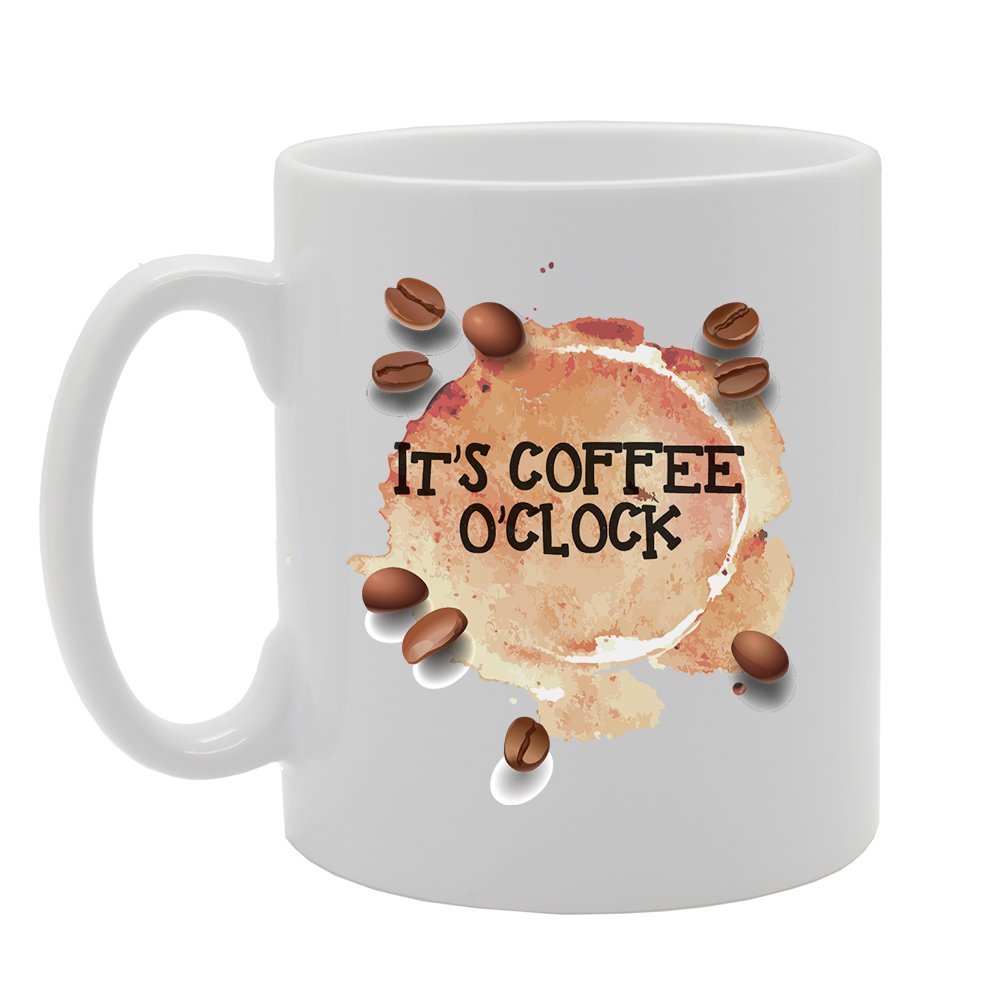 It'S Coffee O'Clock   Printed Tea Coffee Ceramic  Mg3547 - Funny Printed Coffee Mug - Great Gift Idea