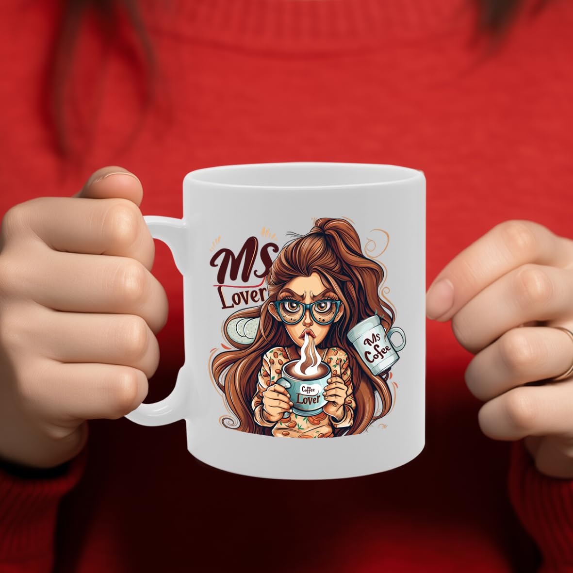Ms Coffee Lover Ceramic  - Ideal For Coffee Enthusiasts, Cafe Goers, And Morning People - 11Oz Coffee  With Charming Design Mg6296 - Funny Printed Coffee Mug - Great Gift Idea