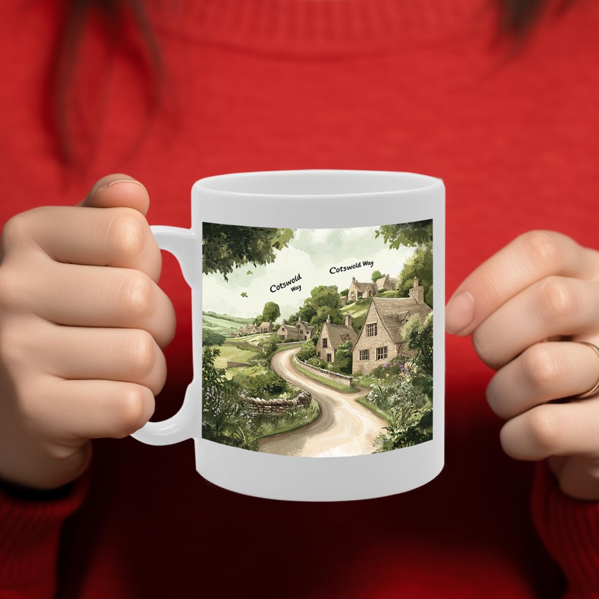 Printed Coffee Ceramic  Featuring Cities And Landmarks In United Kingdom (Cotswold Way) - Funny Printed Coffee Mug - Great Gift Idea