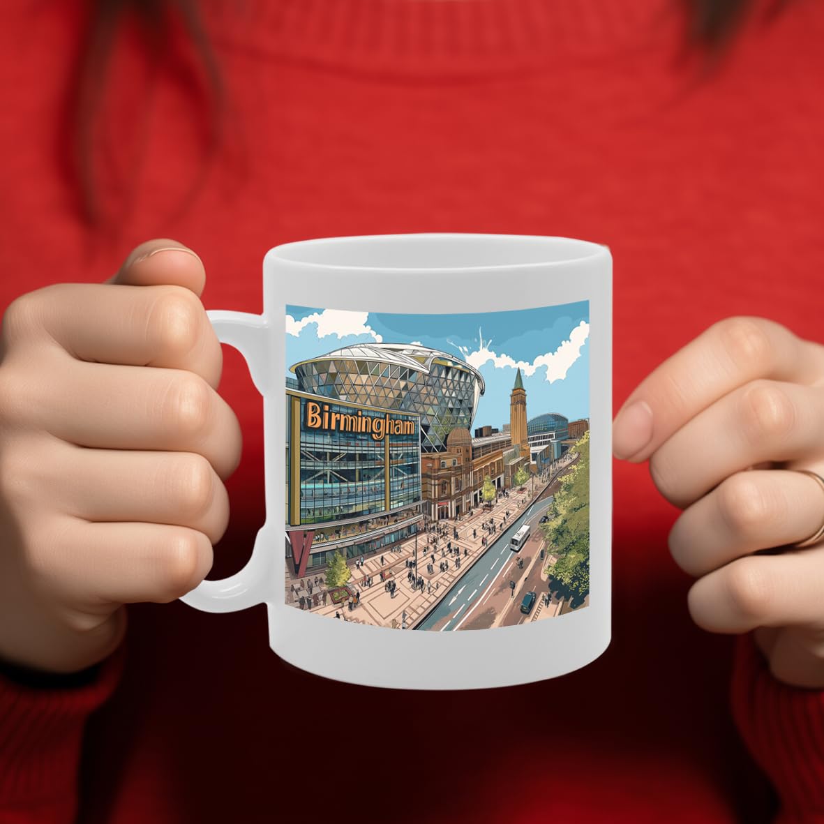 Printed Coffee Ceramic  Featuring Cities And Landmarks In United Kingdom (Birmingham No2) - Funny Printed Coffee Mug - Great Gift Idea