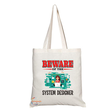TB850 Beware of the System Designer Novelty Present Gift Printed Eco-Friendly Stylish Long Handled Tote Shoulder Bag