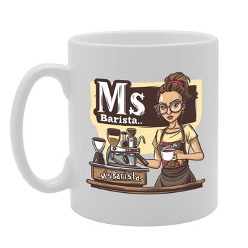 Ms Barista Ceramic  - Ideal For Baristas, Coffee Enthusiasts, And Cafe Workers - 11Oz Coffee  With Fun Design Mg6294 - Funny Printed Coffee Mug - Great Gift Idea