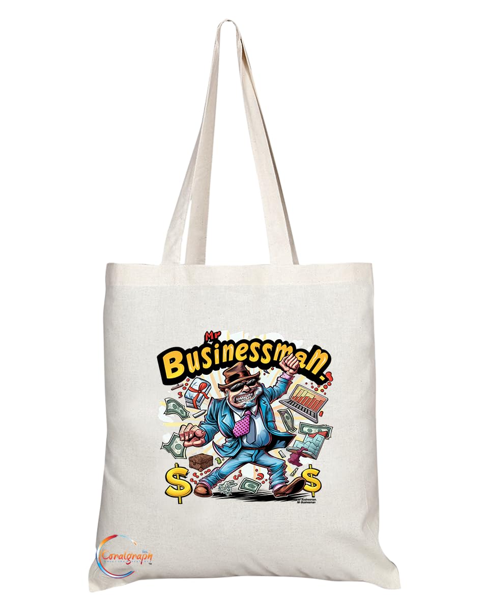 TB1864 Mr Businessman Tote Bag - Gift for Business Professionals, Entrepreneurs, Executives - Durable, Stylish, Eco-Friendly, Reusable, Spacious, and Lightweight