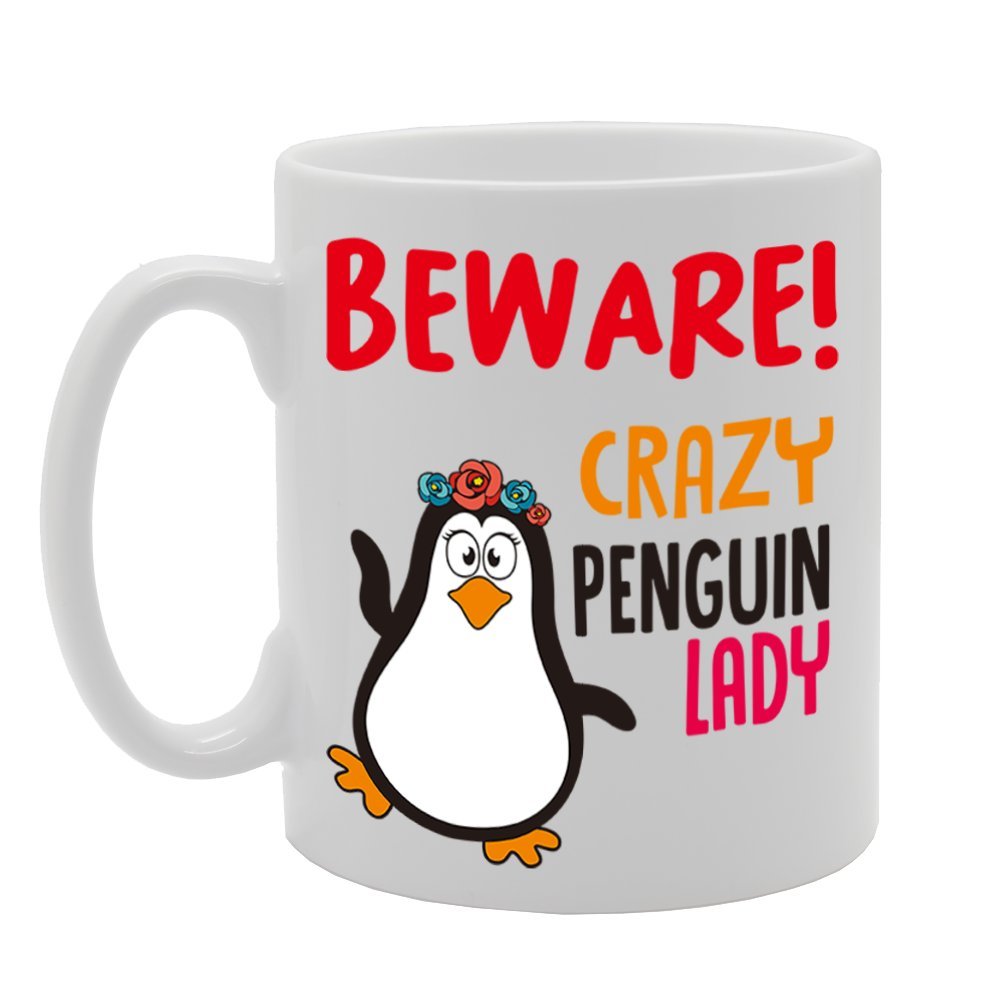 Beware Crazy Penguin Lady (B)   Printed Tea Coffee Cermic  Mg4234 - Funny Printed Coffee Mug - Great Gift Idea