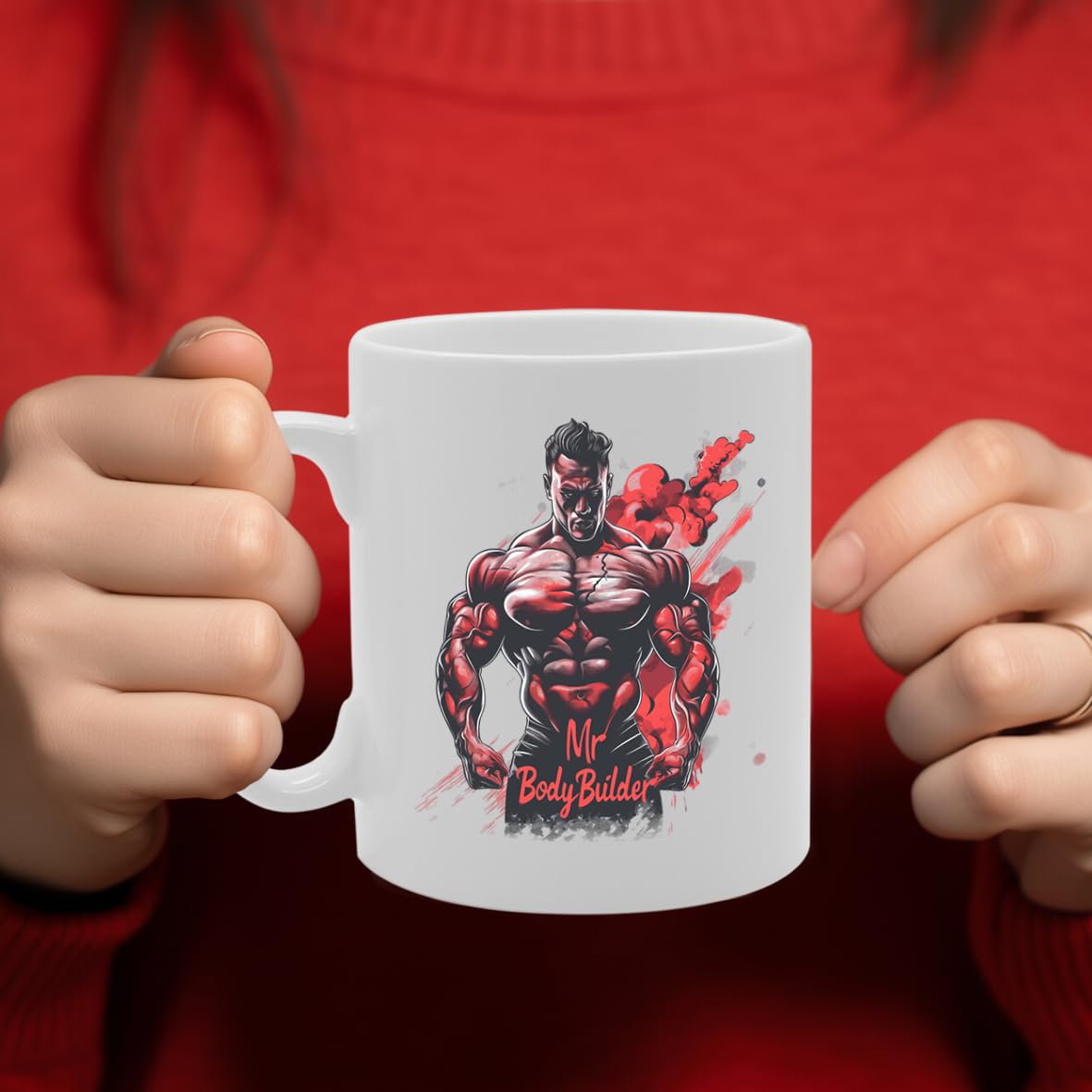 Mr Body Builder  - Ideal For Fitness Enthusiasts And Gym Lovers, 11Oz Ceramic Coffee  For Bodybuilders And Strength Trainers Mg5932 - Funny Printed Coffee Mug - Great Gift Idea