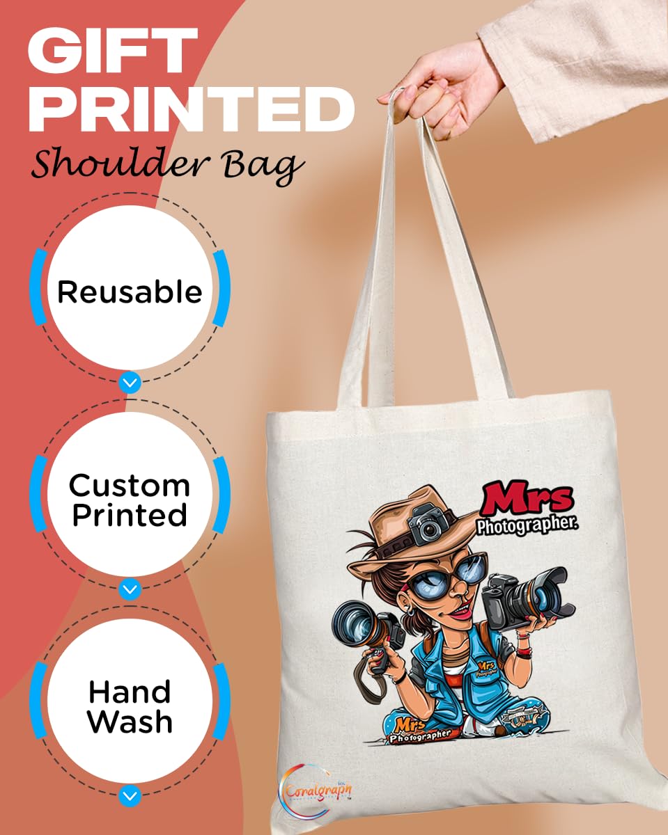 TB1874 Mrs Photographer Tote Bag - Great Gift for Female Photographers, Photography Enthusiasts, Artists - Durable, Stylish, Eco-Friendly, Reusable, Spacious, and Lightweight