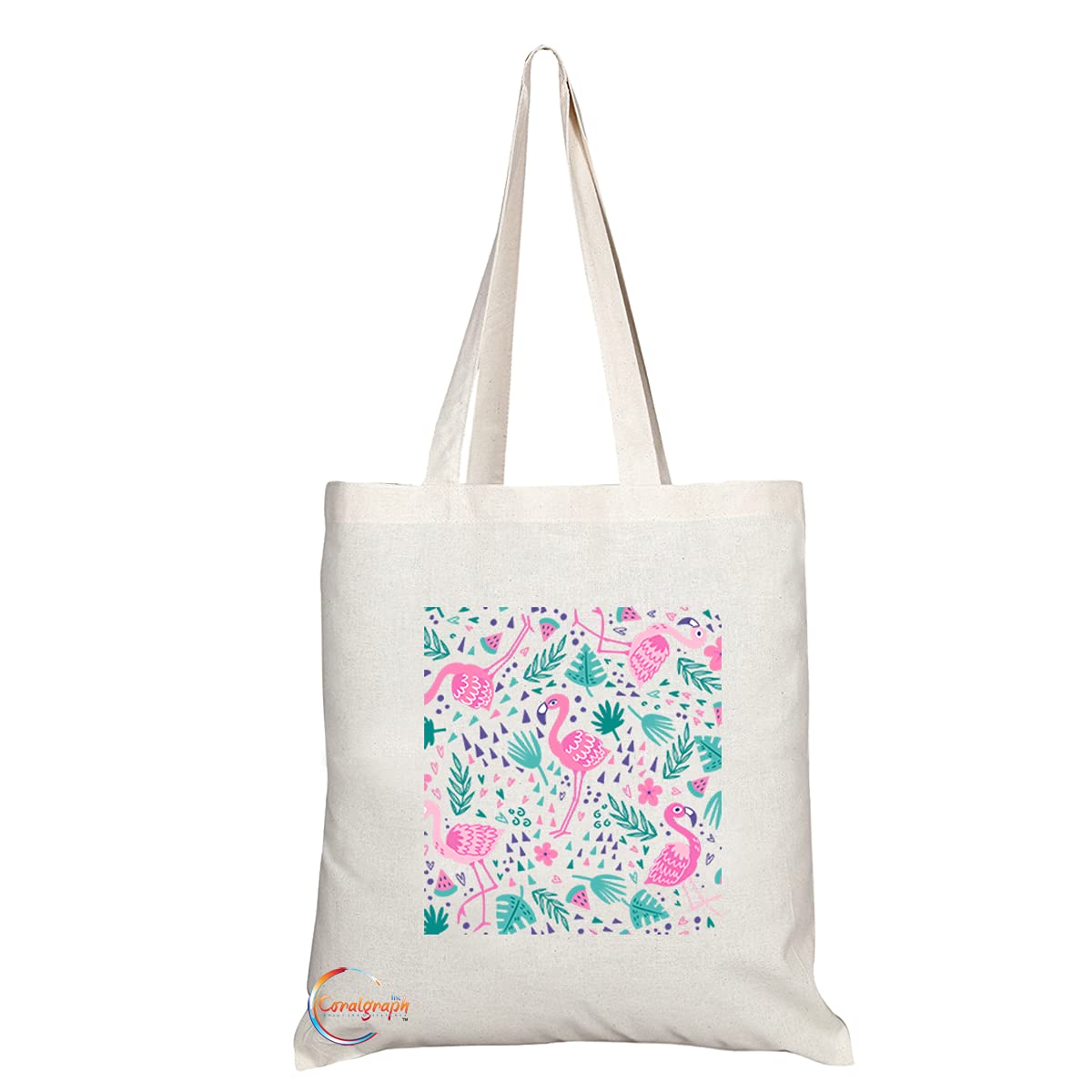 TB1246 Flamingo Novelty Present Gift Printed Eco-Friendly Stylish Long Handled Tote Shoulder Bag