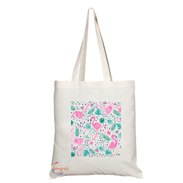 TB1246 Flamingo Novelty Present Gift Printed Eco-Friendly Stylish Long Handled Tote Shoulder Bag