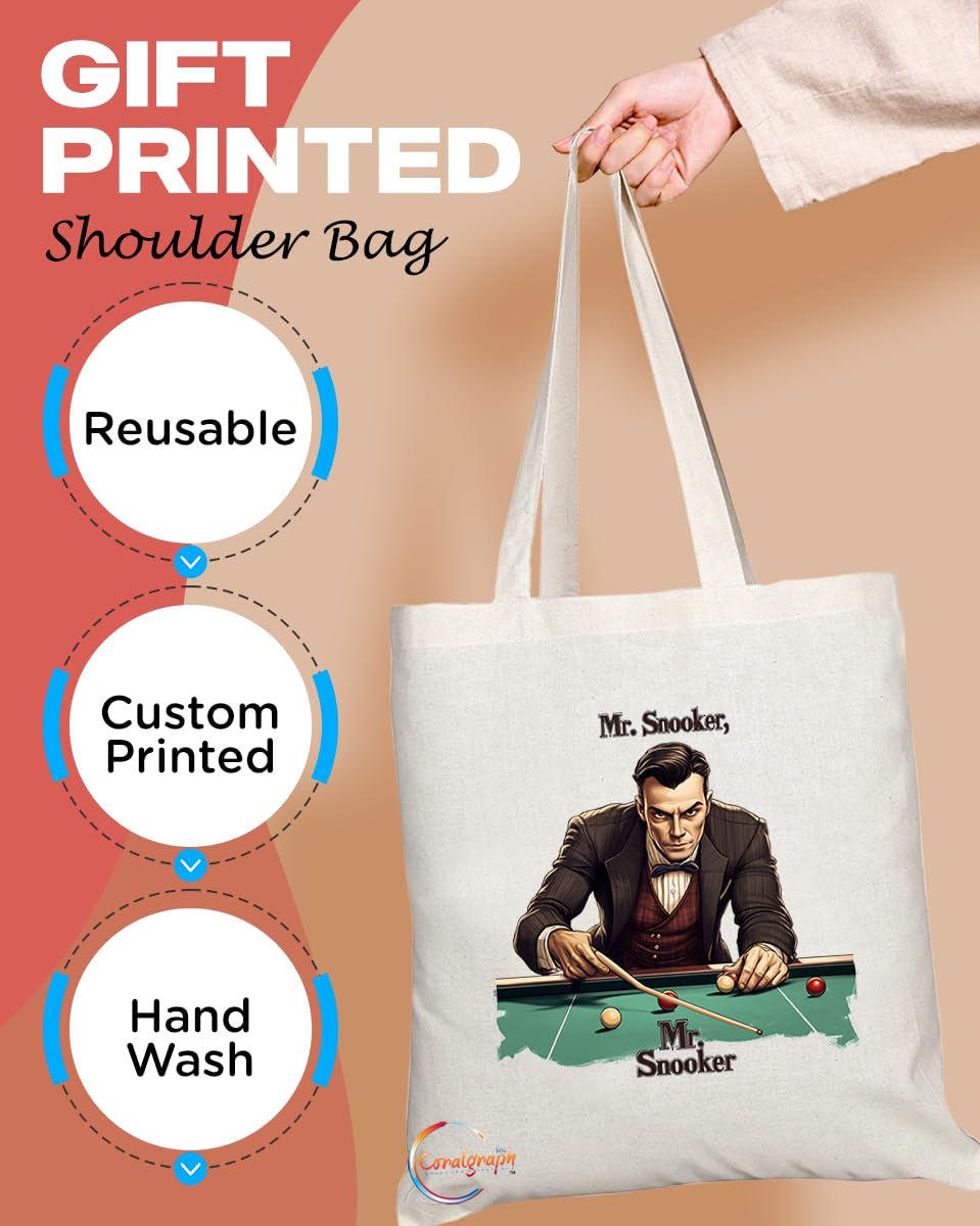 Natural Reusable Shopping Souvenir Tote Bag Featuring Popular Sports Designs from Around the World (Snooker)