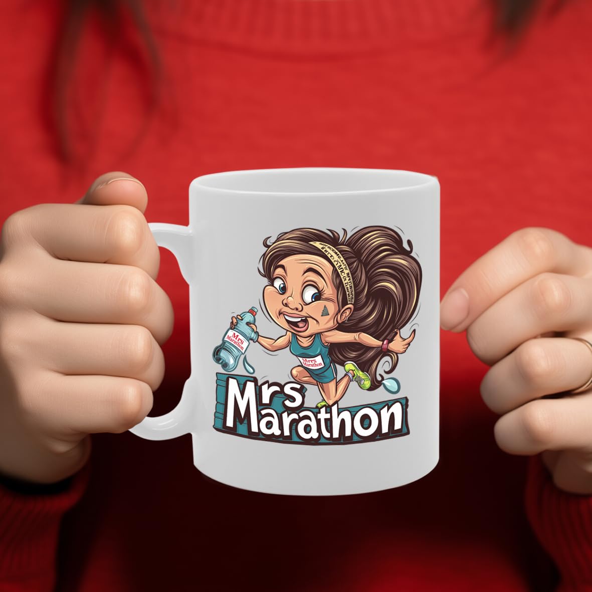 Mrs Marathon  - Designed For Marathon Runners, Fitness Enthusiasts, Athletes, Durable Ceramic, Dishwasher Safe Mg6009 - Funny Printed Coffee Mug - Great Gift Idea