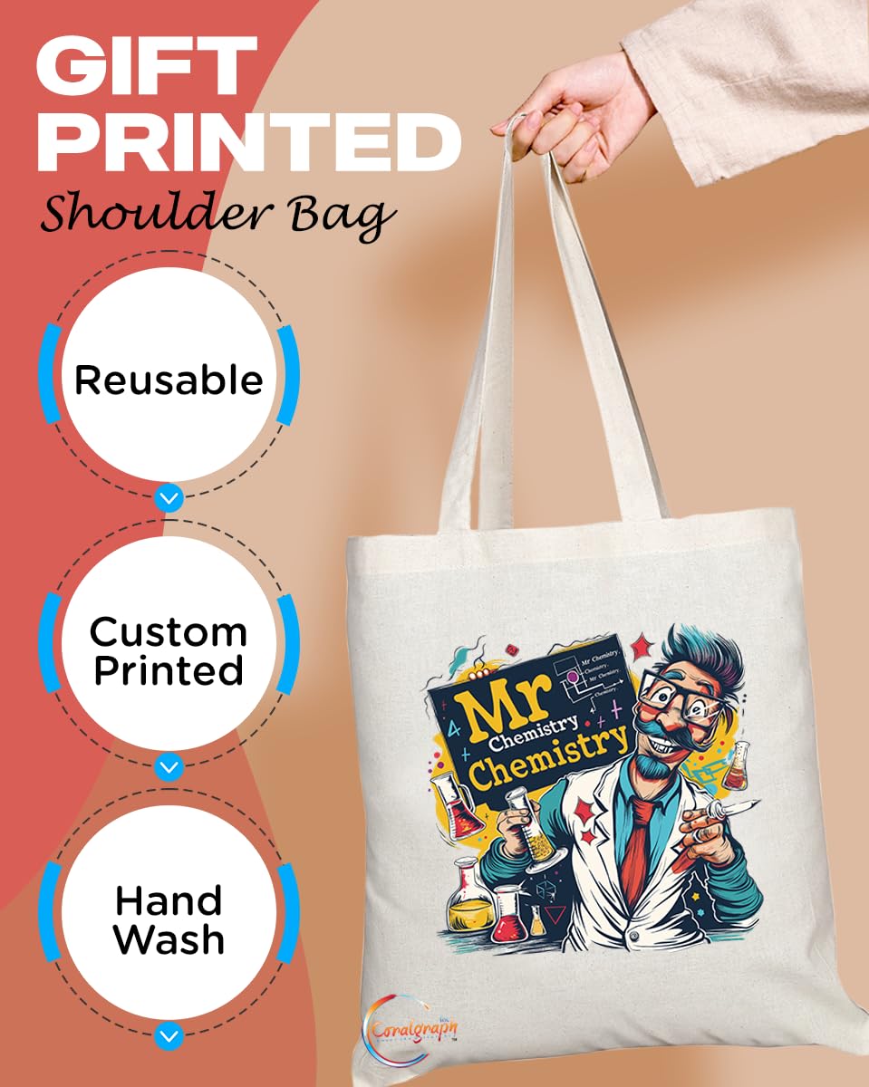 TB1823 Mr Chemistry Tote Bag - Gift for Chemistry Teachers, Scientists, Research Enthusiasts - Durable, Stylish, Eco-Friendly, Reusable, Spacious, and Lightweight