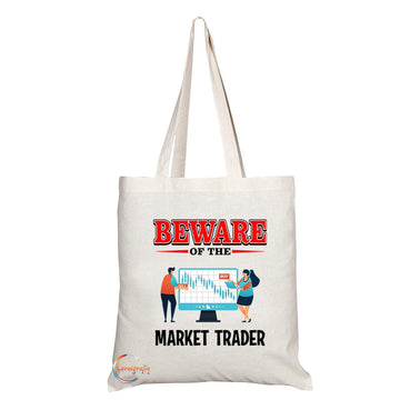 TB897 Beware of the Market Trader Novelty Present Gift Printed Eco-Friendly Stylish Long Handled Tote Shoulder Bag