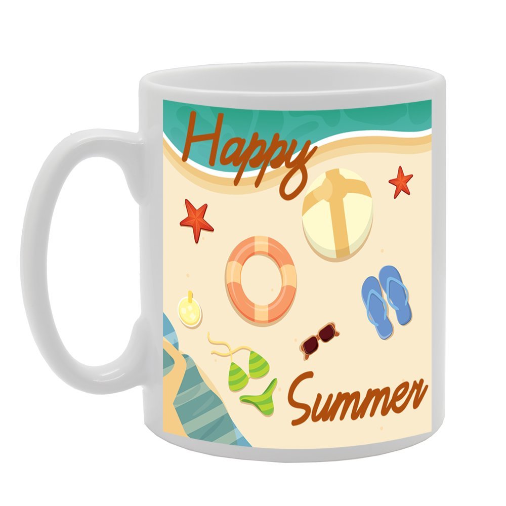 Happy Summer   Printed Tea Coffee Ceramic  Mg424 - Funny Printed Coffee Mug - Great Gift Idea