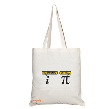 TB107 BE RATIONAL GET REAL Novelty Present Gift Printed Eco-Friendly Stylish Long Handled Tote Shoulder Bag