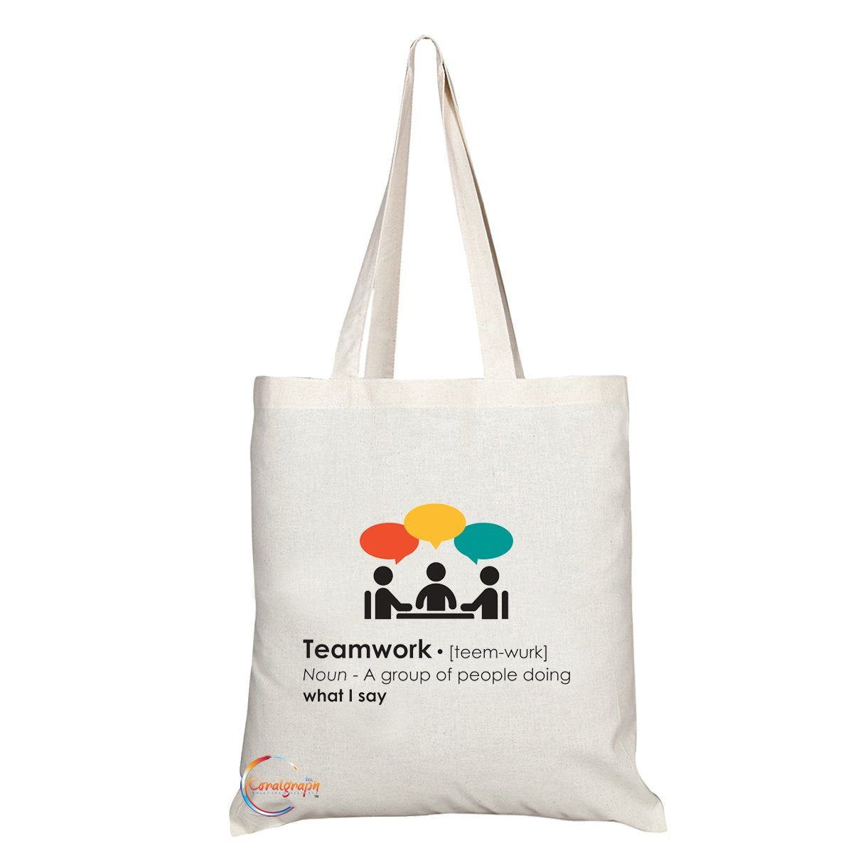 TB057 Funny Teamwork Meaning Novelty Present Gift Printed Eco-Friendly Stylish Long Handled Tote Shoulder Bag