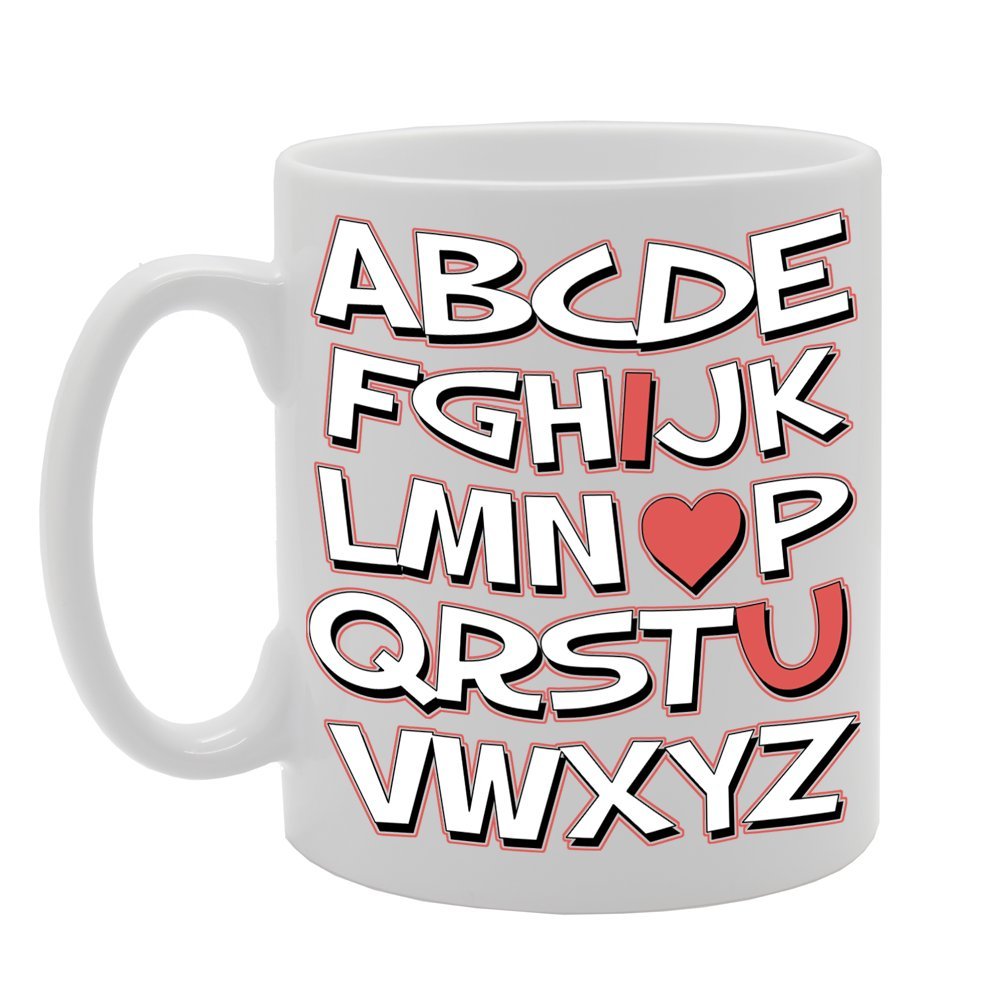 Abcde I Love You   Printed Tea Coffee Ceramic  Mg101 - Funny Printed Coffee Mug - Great Gift Idea