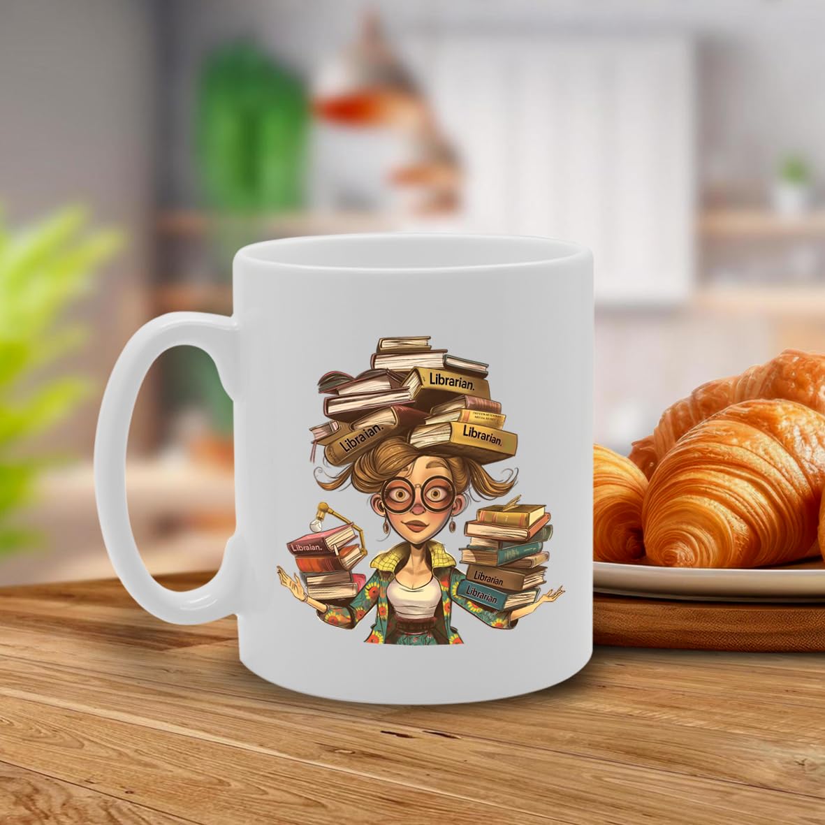 Ms Librarian Souvenir  – Depicting A Knowledgeable Librarian With Books – Memory Keepsake For Library And Book Lovers – Ms Librarian Memorabilia Mg6265 - Funny Printed Coffee Mug - Great Gift Idea