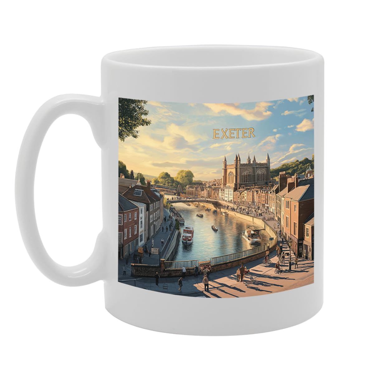 Printed Coffee Ceramic  Featuring Cities And Landmarks In United Kingdom (Exeter) - Funny Printed Coffee Mug - Great Gift Idea