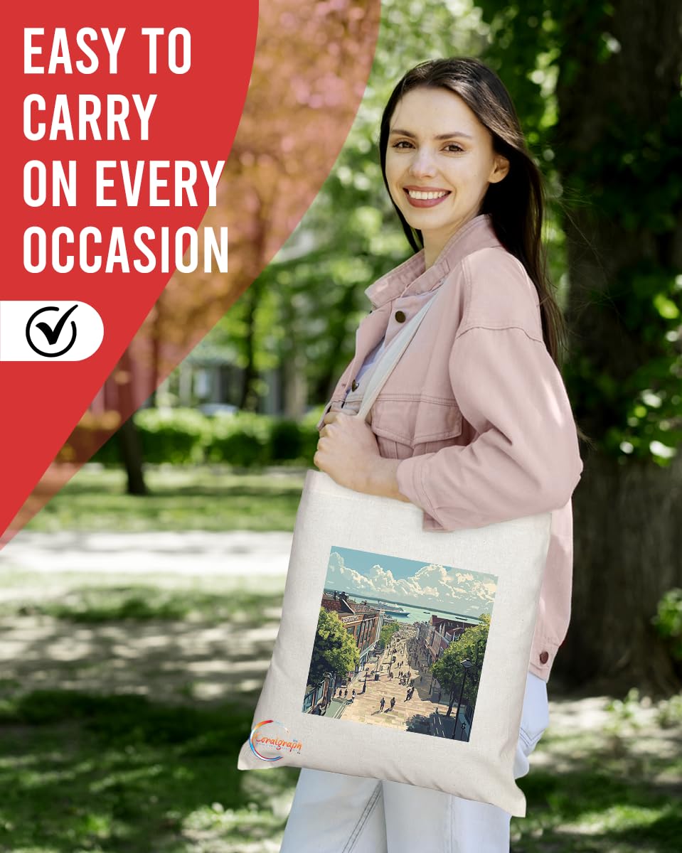 Natural Reusable Shopping Souvenir Tote Bag Featuring Cities and Landmarks in United Kingdom (Southampton)